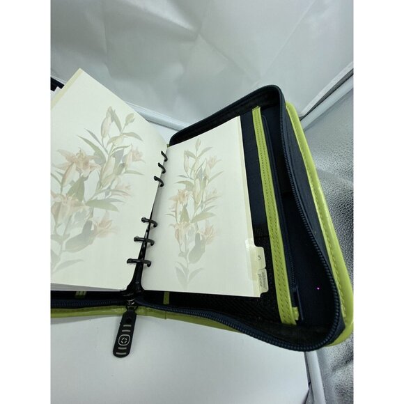 Navy Blue Green Canvas Franklin Covey Compact Size 6 Ring Planner Organizer - Picture 12 of 12